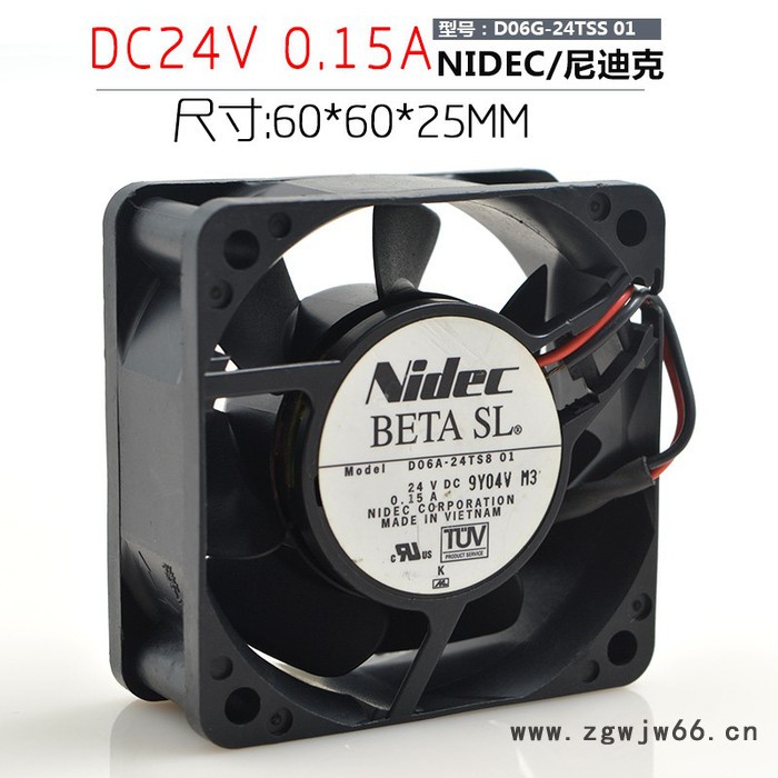 日本尼迪克 D06A-24TS8 01 24V 0.15A 6025 双滚珠 2线 超静音散热风扇图2