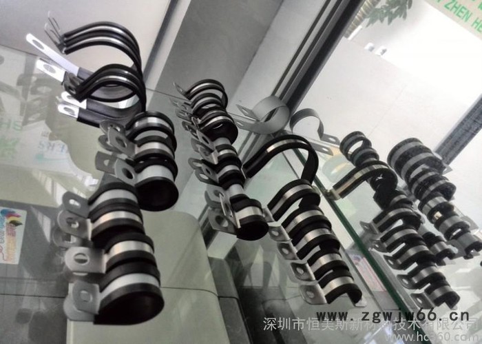 连胶条R型卡箍，连接件，三通，管夹，管卡图2