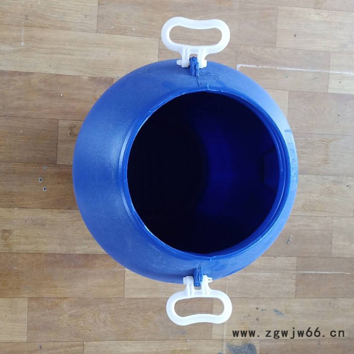 雷庆 化工桶 50L法兰桶 加厚圆形大口抱箍桶 塑料化工原料桶 50L升蓝色塑料圆桶图5