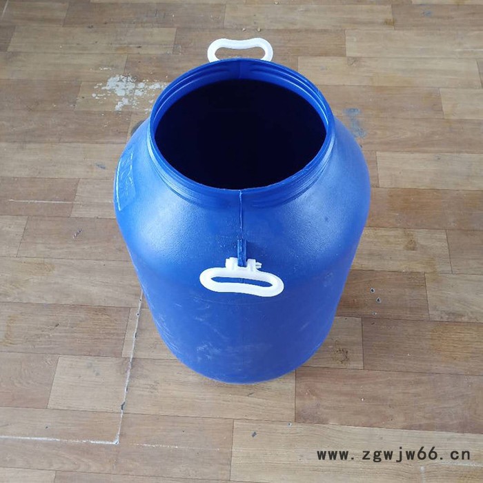 雷庆 化工桶 50L法兰桶 加厚圆形大口抱箍桶 塑料化工原料桶 50L升蓝色塑料圆桶图3