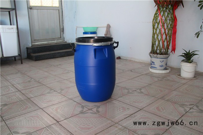 **】50L公斤大口铁箍塑料桶 广口化工桶 敞口抱箍桶 铁卡子涂料罐 壶图2