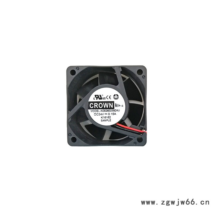 散热风扇AGE06025B24U 24VDC 60x60x25mm 双滚珠轴承 CROWN二线图2