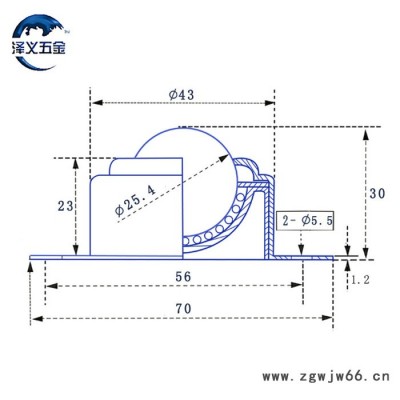 **304不锈钢牛眼轮万向球CY25A滚珠轴承1寸A型输送WA01直销