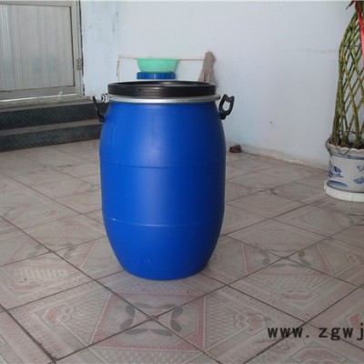 **】加厚 60公斤大口铁箍塑料桶 60升广口化工桶 60L敞口包抱箍桶