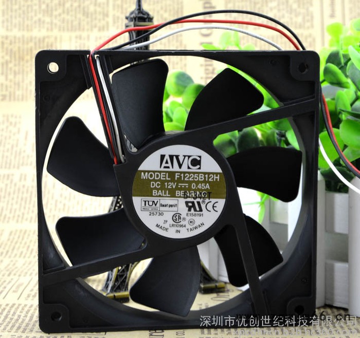 原装AVC F1225B12H 12V 0.45A 12cm 12025 双滚珠机箱散热风扇 直流风扇图2