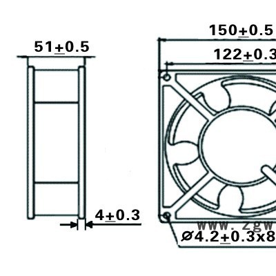 冠凌15050mm双滚珠散热风扇AC220V大风量工业排风扇
