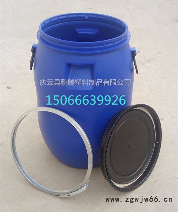 鹏腾塑料 60升塑料桶法兰60公斤塑料桶50KG抱箍塑料桶50L压盖塑料桶图2