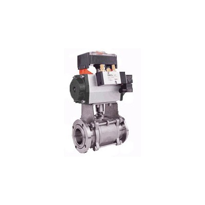 供应麦德兰DN15气动三片式卡箍型不锈钢球阀