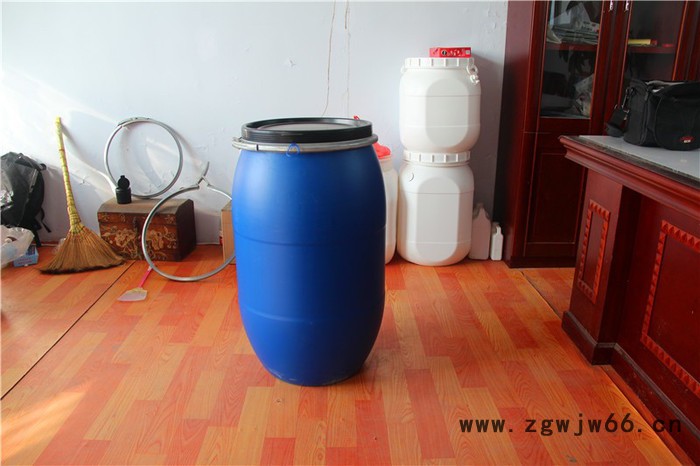 125L千克铁卡子塑料桶 125升塑料化工桶 125公斤法兰铁箍桶 包抱箍桶图2