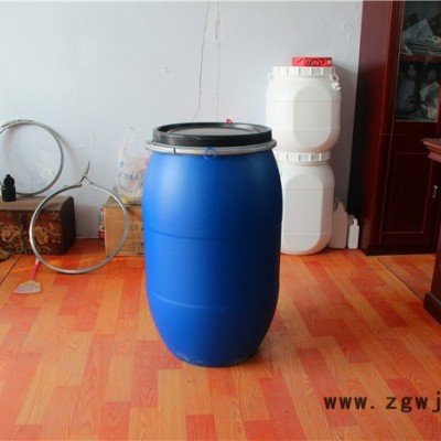 125L千克铁卡子塑料桶 125升塑料化工桶 125公斤法兰铁箍桶 包抱箍桶