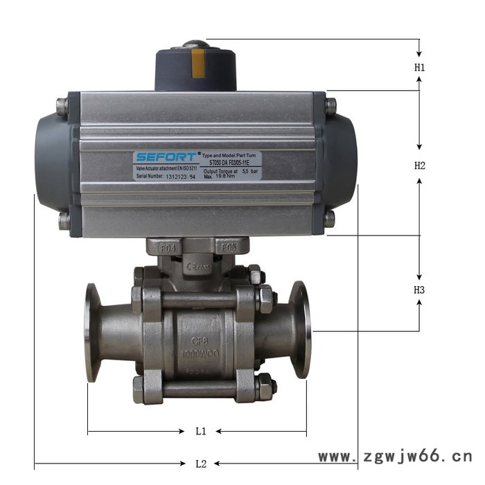 供应进口SEFORT气动卡箍球阀、卫生级球阀、气动快装二通球阀图2