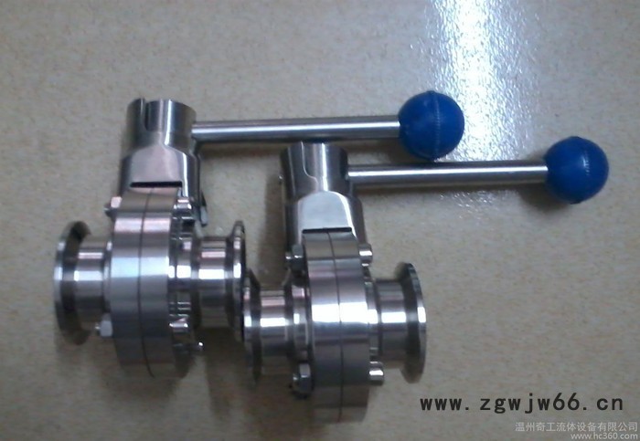 【温州奇工直销】304不锈钢蝶阀 卫生级快装卡箍式手动蝶阀图3