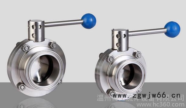 【温州奇工直销】304不锈钢蝶阀 卫生级快装卡箍式手动蝶阀图2