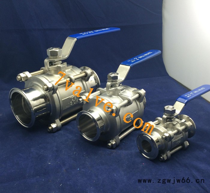 直销不锈钢CF8M三片式快装球阀，卡箍三片式球阀图2