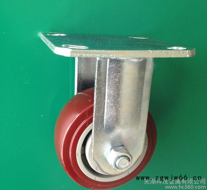 4寸5寸枣红固定工业脚轮重型双轴高科技pu聚氨酯轮双滚珠轴承脚轮图3