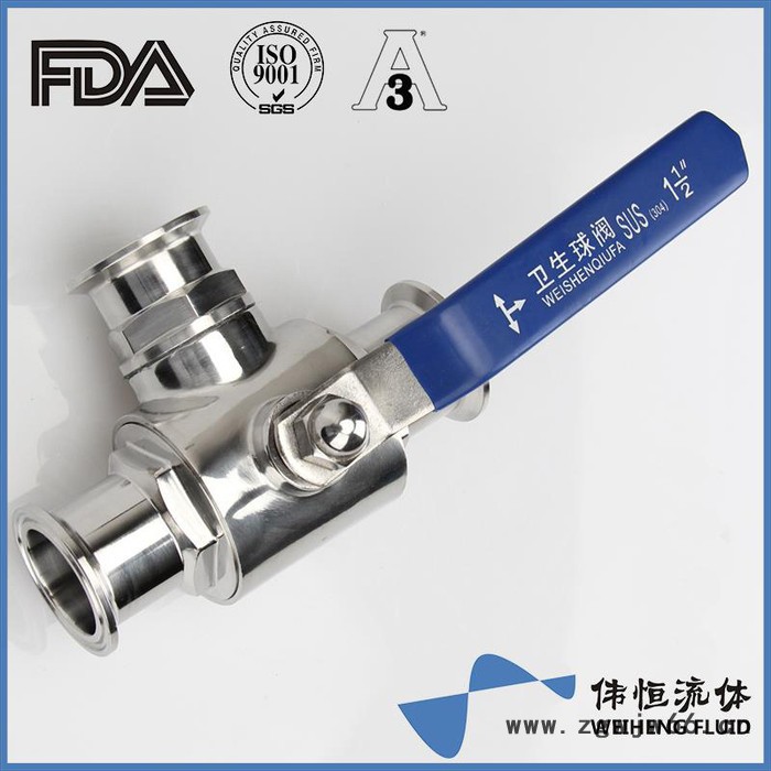 伟恒卫生级不锈钢快装三通球阀 卫生级手动卡箍式型球阀图3