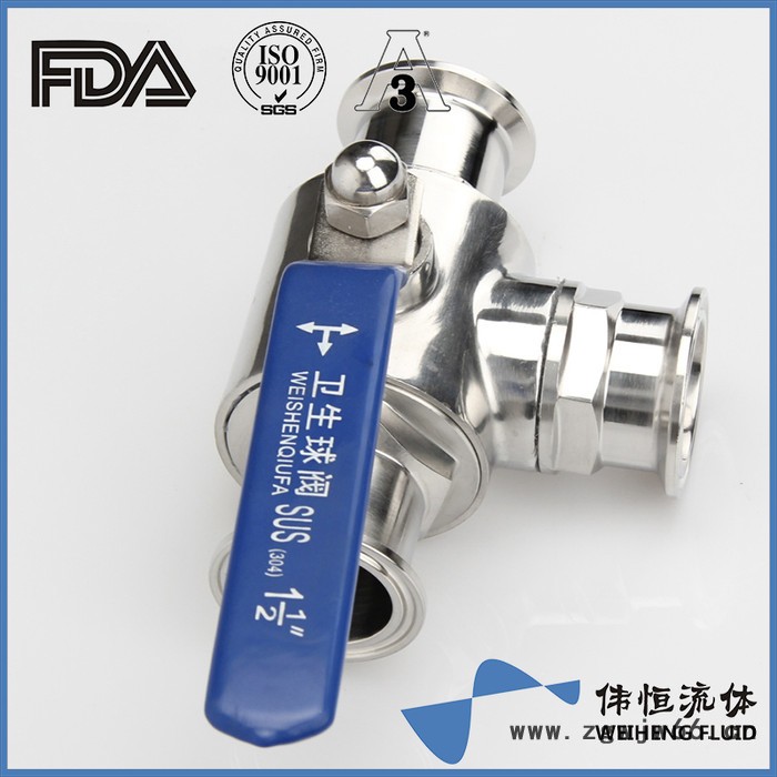 伟恒卫生级不锈钢快装三通球阀 卫生级手动卡箍式型球阀图4