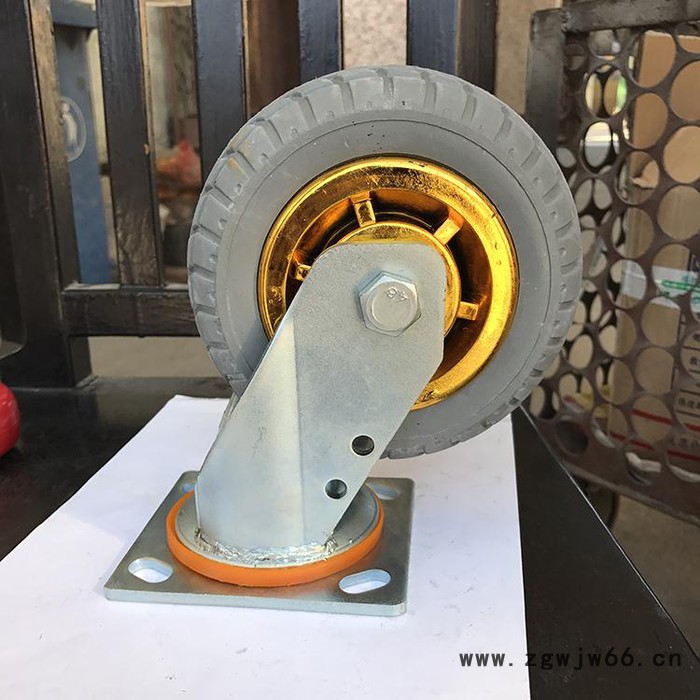 6寸镀金弹力橡胶轮 镀金灰橡胶弹力万向轮 定向轮 工业脚轮 4寸5寸8寸万向轮图6