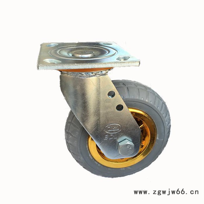 6寸镀金弹力橡胶轮 镀金灰橡胶弹力万向轮 定向轮 工业脚轮 4寸5寸8寸万向轮图3