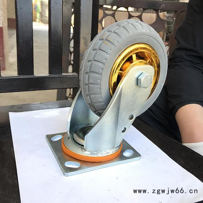 6寸镀金弹力橡胶轮 镀金灰橡胶弹力万向轮 定向轮 工业脚轮 4寸5寸8寸万向轮图5