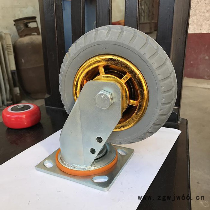 6寸镀金弹力橡胶轮 镀金灰橡胶弹力万向轮 定向轮 工业脚轮 4寸5寸8寸万向轮图4