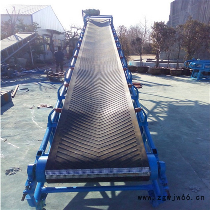 人字防滑皮带机 带宽总长按需定制 万向轮爬坡传送带图3