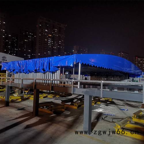 安顺 大型仓库伸缩雨篷篷布 室外遮阳棚 钢结构定制万向轮推拉棚图5