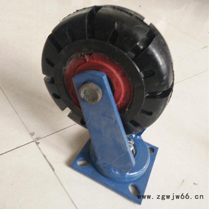 供应10寸超重型脚轮 橡胶大花纹防滑万向脚轮 底板10mm工业万向轮图2