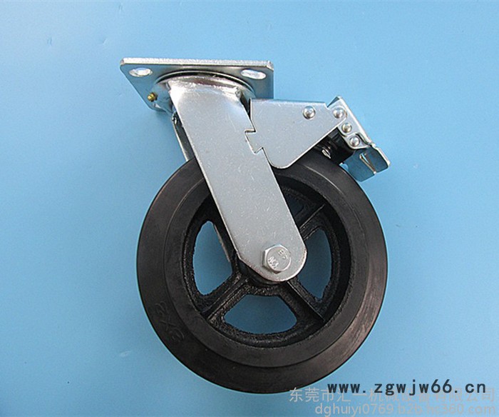 橡胶万向轮 重型4寸5寸6寸8寸橡胶轮配活动支架 **图3