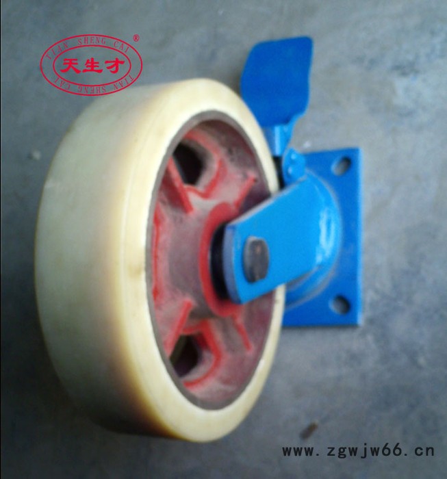 供应天生才10寸铁芯尼龙脚轮 超重型单刹万向轮图4