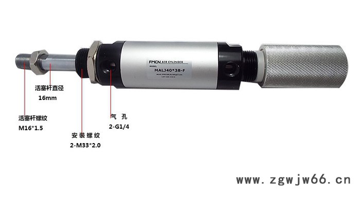 厂家供应印花机/丝印机/印刷机/移印机丝网机气缸MALJ32*38 MALJ40*38-F气动元件图2