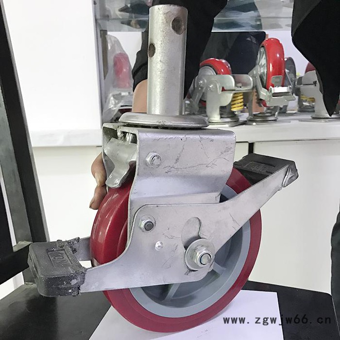 生产脚手架脚轮 鹰架脚轮 手架刹车轮 调节杆支架万向轮图6