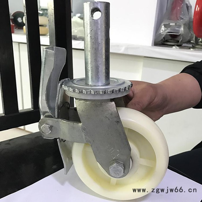 生产脚手架脚轮 鹰架脚轮 手架刹车轮 调节杆支架万向轮图4