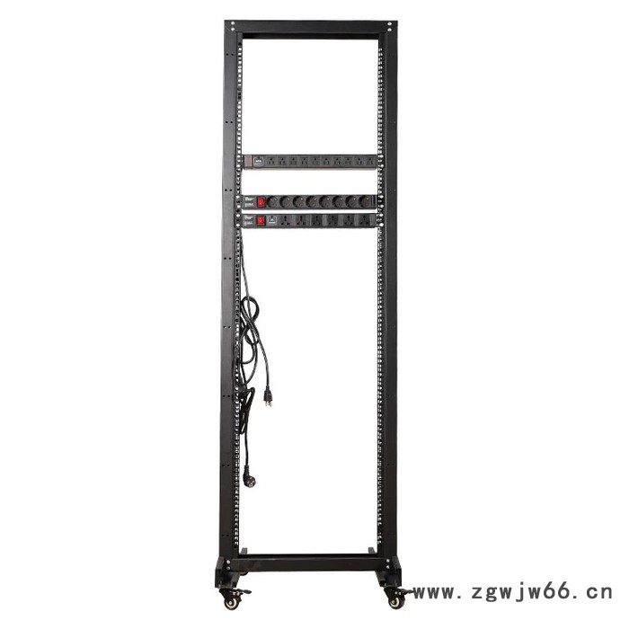 美度星硕开放式机架 **单排黑色带4个万向轮2根立柱图2