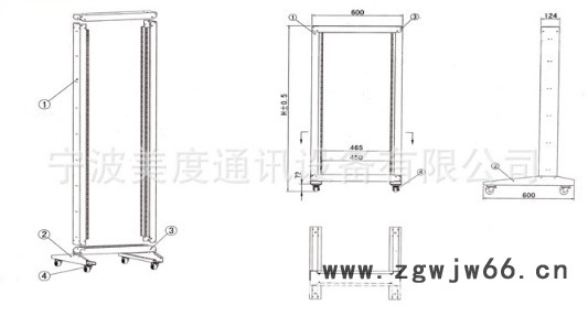 【美度】机柜开放式机架带万向轮单排19英寸标准配置开放式机柜 价格仅展示图2
