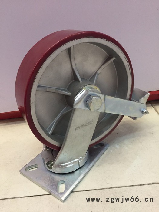 6寸8寸10寸12寸超重型铝芯聚氨酯PU活动脚轮 配金属胎面刹 超重型万向轮图2