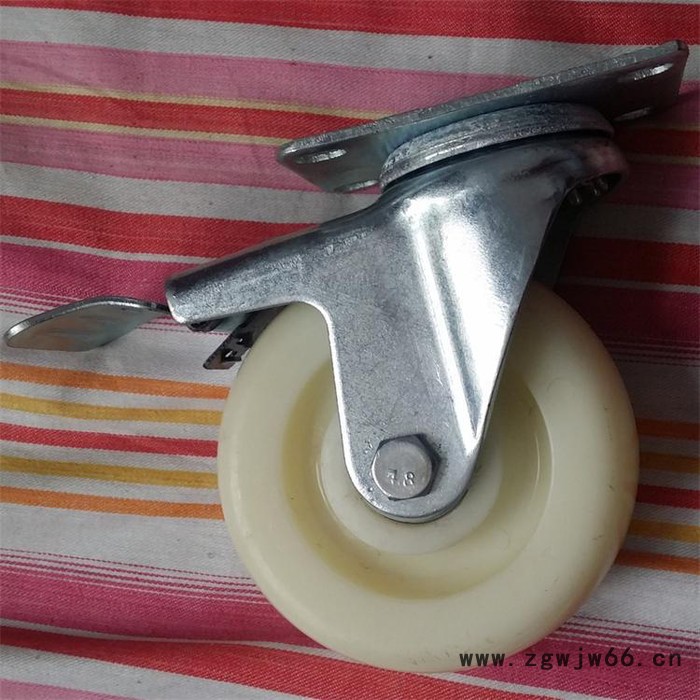 4寸工业尼龙脚轮 白色PP万向轮手推车万向脚轮图2