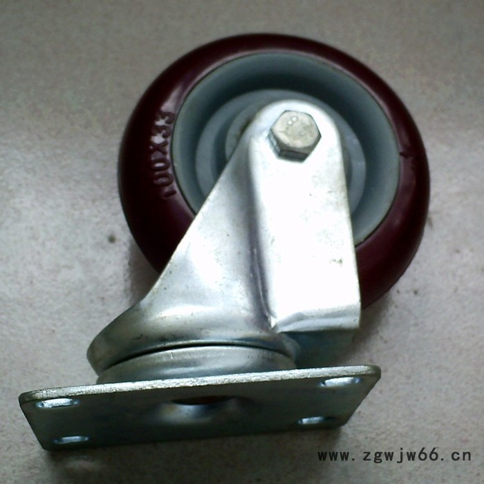 供应5寸双轴承万向脚轮 支架3mm灰芯紫皮轻型工业脚轮万向轮图3