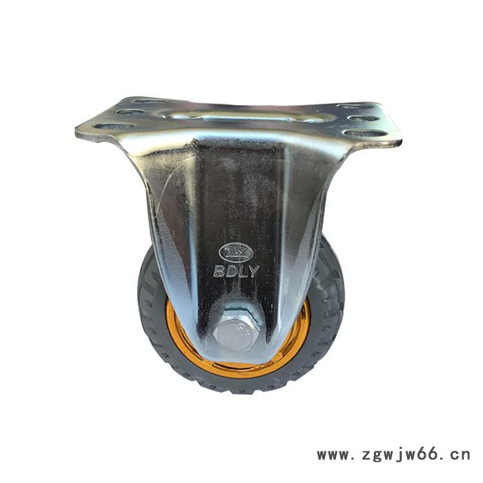 【北大轮业】厂家镀金弹力橡胶轮  镀金弹力橡胶万向刹车轮 橡胶边刹脚轮 中型万向轮边刹图3