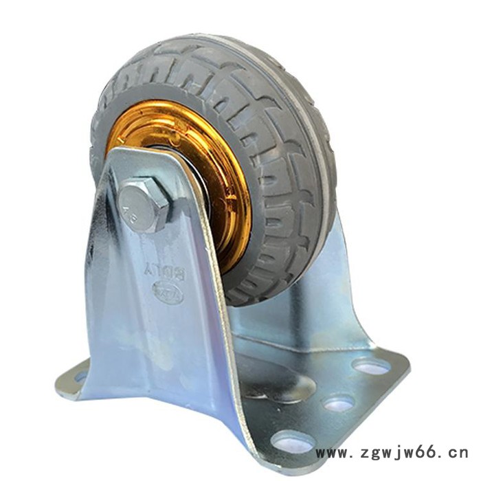 【北大轮业】厂家镀金弹力橡胶轮  镀金弹力橡胶万向刹车轮 橡胶边刹脚轮 中型万向轮边刹图2