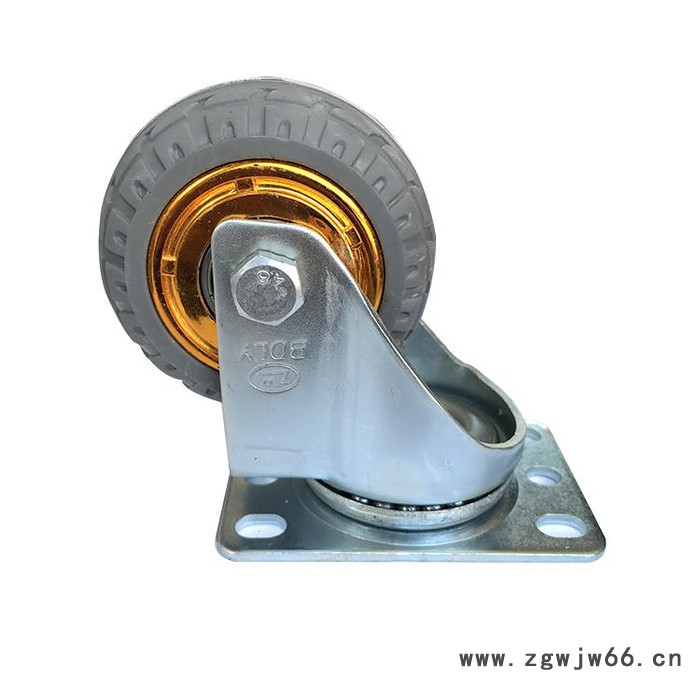 【北大轮业】厂家镀金弹力橡胶轮  镀金弹力橡胶万向刹车轮 橡胶边刹脚轮 中型万向轮边刹图4