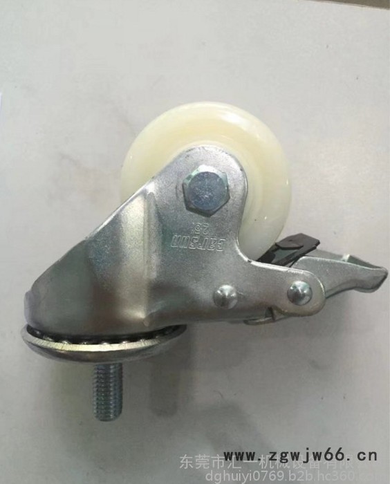 中型2.5寸 螺杆插杆平底尼龙万向轮  工业手推车脚轮图2