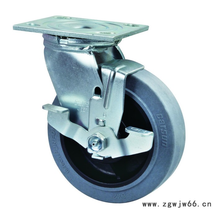 汇一4系列6寸活动人造胶导电轮配金属侧刹 万向轮 万向脚轮 工业脚轮图2