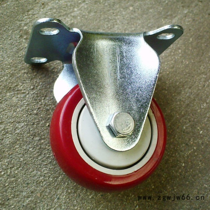 供应3寸单轴承定向脚轮 支架3mm单红皮轻型工业脚轮万向轮图3