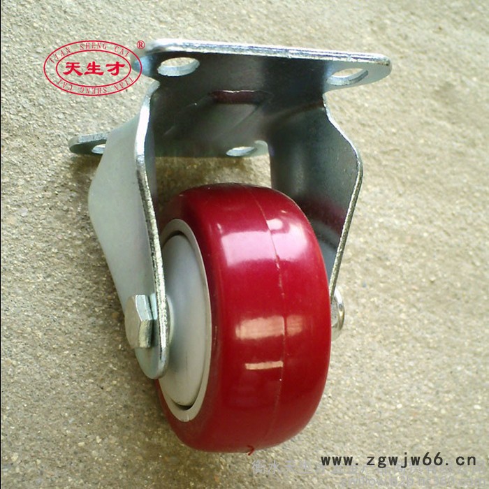 供应3寸单轴承定向脚轮 支架3mm单红皮轻型工业脚轮万向轮图2