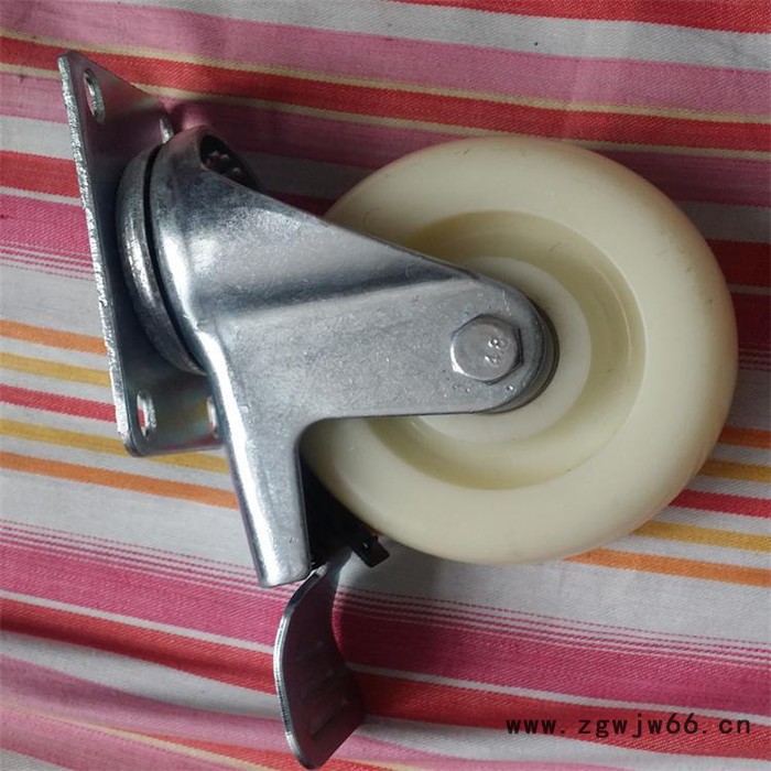 **5寸万向刹车轮轻型尼龙稳定脚轮超耐磨抗冲击双刹万向轮图2