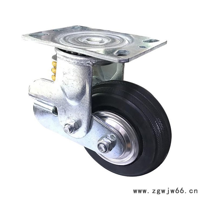 单竖簧铁芯聚氨酯减震轮厂家 聚氨酯减震万向轮 减震脚轮厂家图3