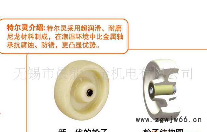 向荣防水防潮耐腐蚀改性尼龙轮子环保耐用 尼龙万向轮 3-6寸图1