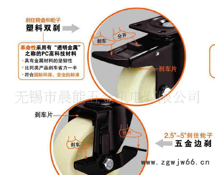 向荣防水防潮耐腐蚀改性尼龙轮子环保耐用 尼龙万向轮 3-6寸图2