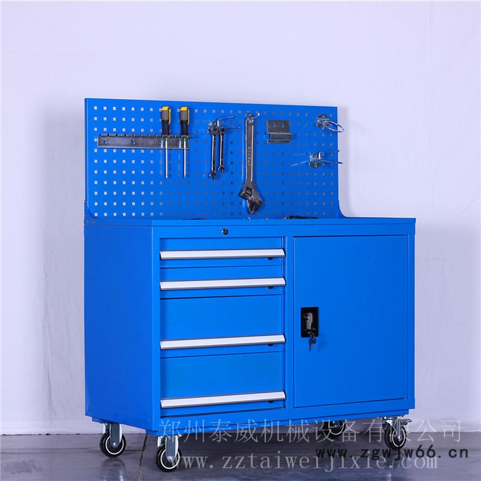 工具柜推车 四抽单开门带挂板万向轮移动工具柜 适用于车间物品储存图6